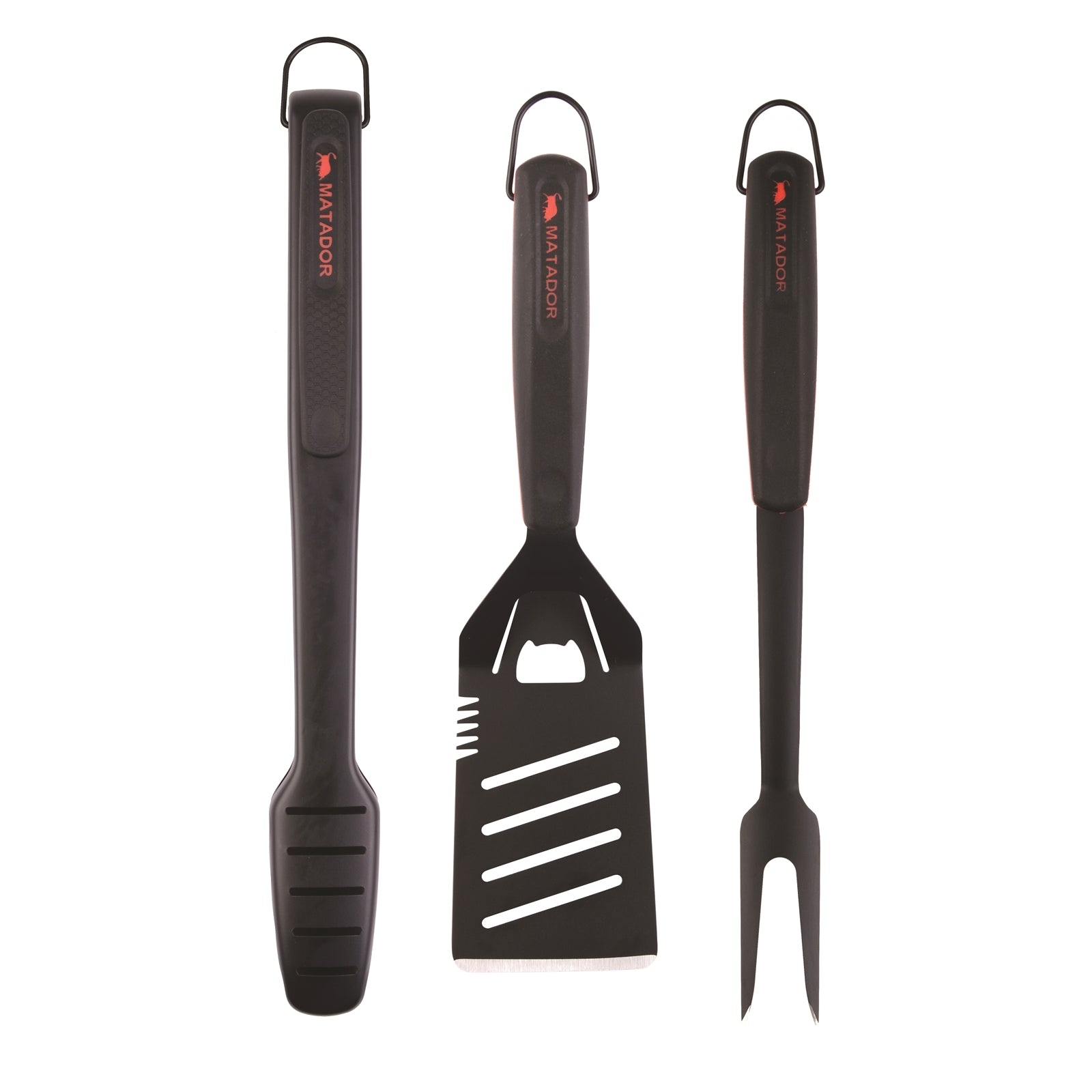 Matador 3 Piece Non-Stick Stainless Steel BBQ Tool Set Black