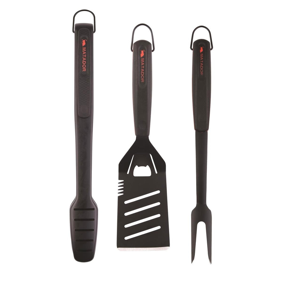 Matador Black BBQ Tool Set - 3 Piece - Stainless Steel - Non Stick - SuperSaverAU - view 1
