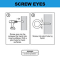 Everhang 20mm Zinc Plated Screw Eye Hook 2pk - Silver - Model 72435 - SuperSaverAU - view 5