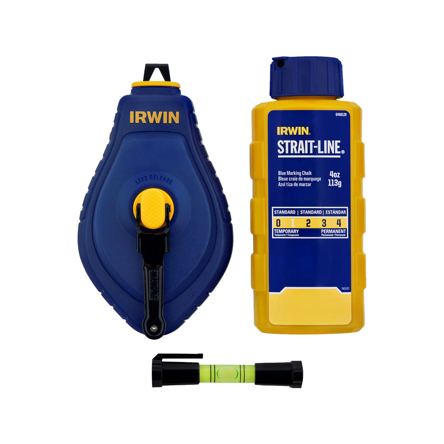Irwin Strait-Line Speedline Chalk Reel 30m with Blue Chalk and Line Level