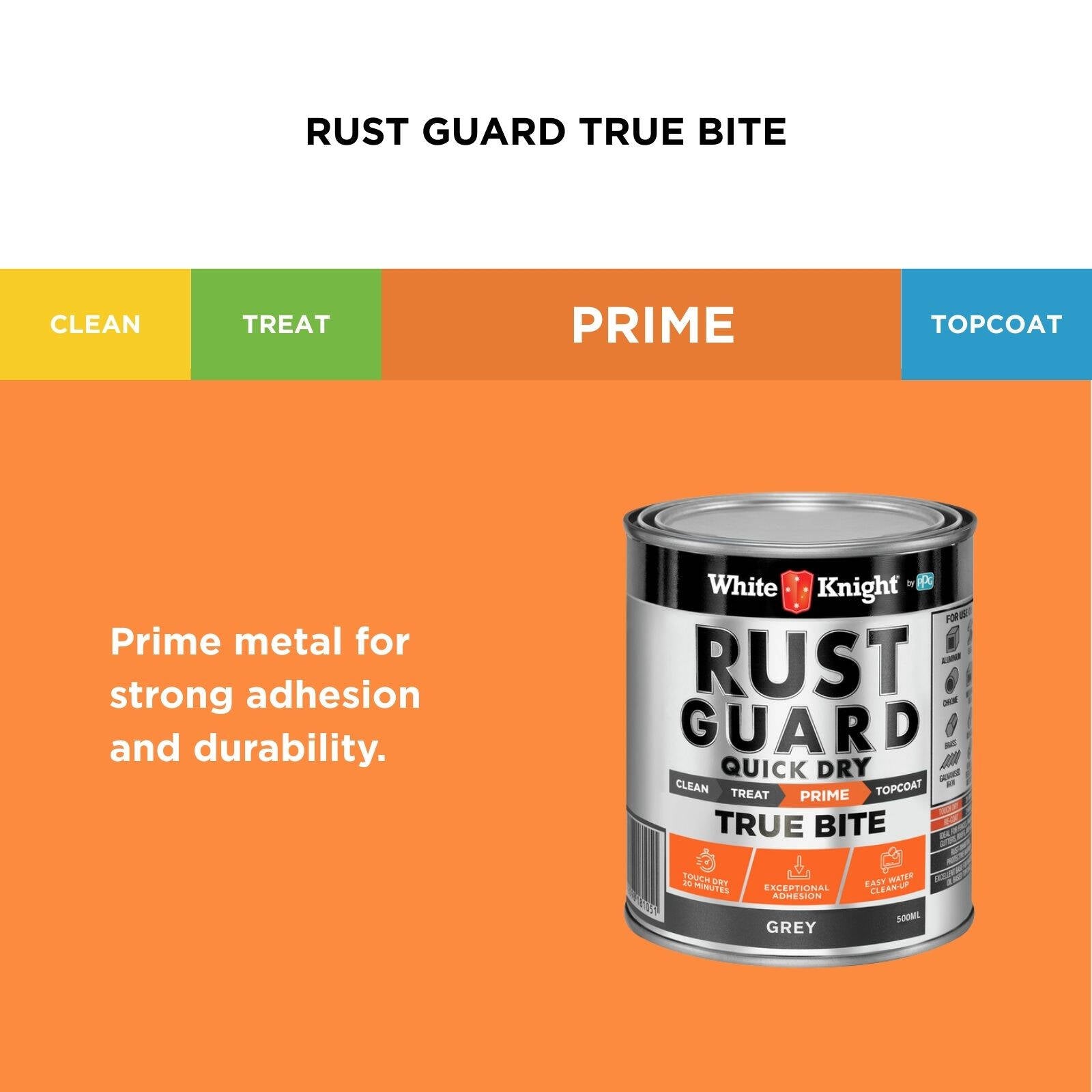 White Knight Rust Guard 500ml Grey Quick Dry True Bite Primer