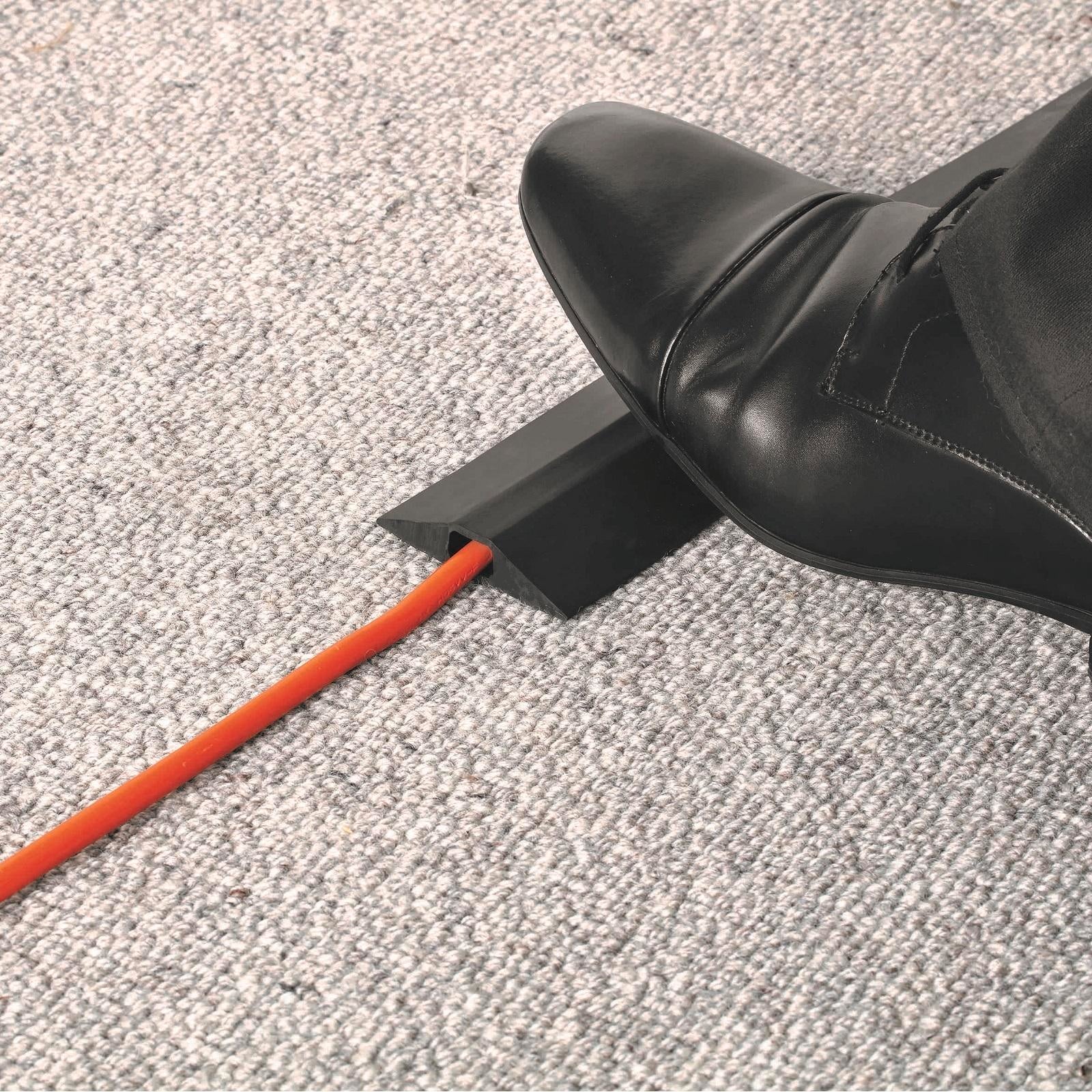 Stahl 65mm x 1m Light Duty Rubber Cable Cover Black Floor Protector