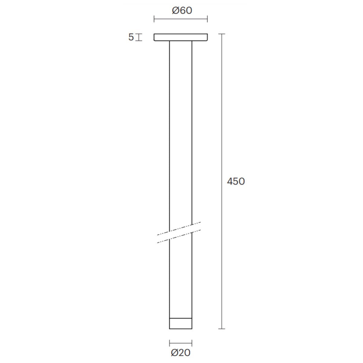 Rogerseller Tonic ceiling shower arm 450mm - brass construction, Brushed Nickel finish - 3506003407