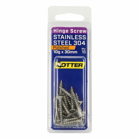 Otter 10 x 30mm Polished Stainless Steel 304 Hinge Screws - 16 Pack - SuperSaverAU - view 1