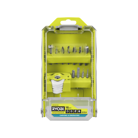 Ryobi 16 Piece Carving and Engraving Set - 38mm x 1mm - Versatile Tool Kit - SuperSaverAU - view 1