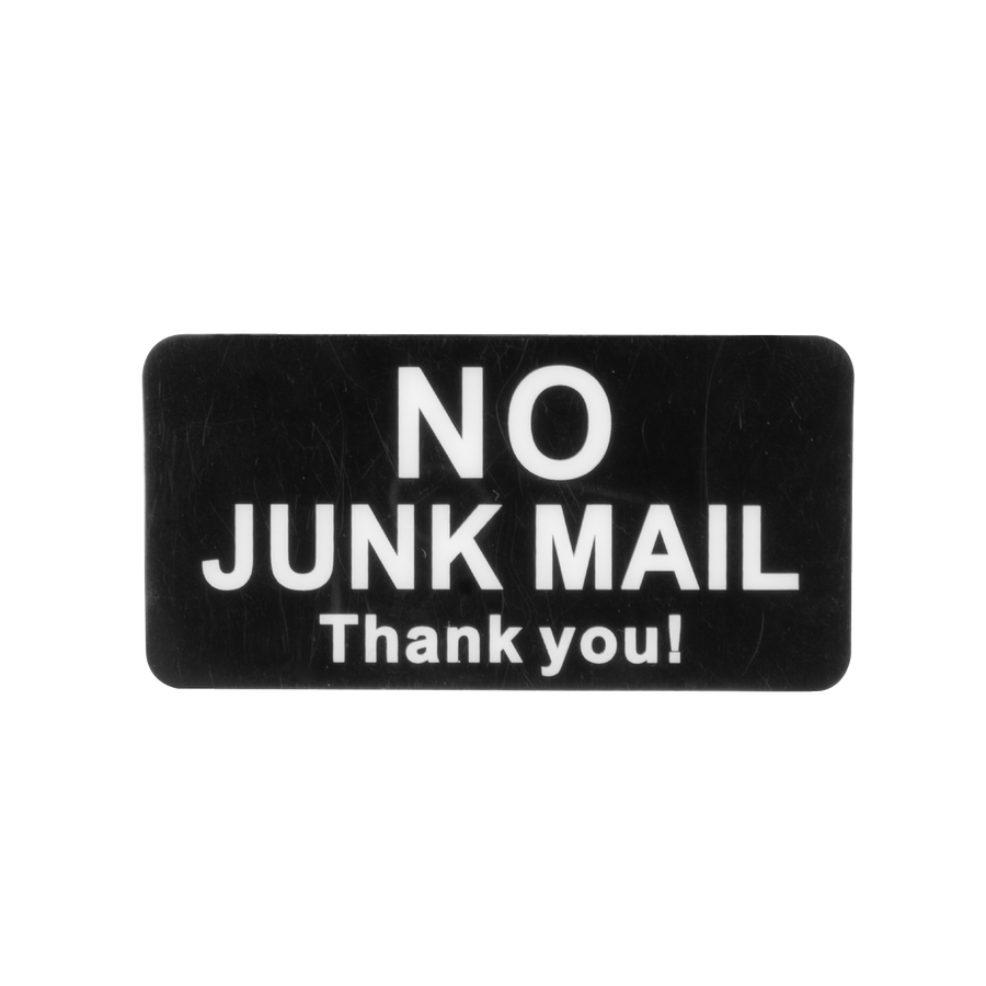 Sandleford No Junk Mail Thank You Adhesive Sign 75 x 38mm - Black/White - SuperSaverAU - view 1