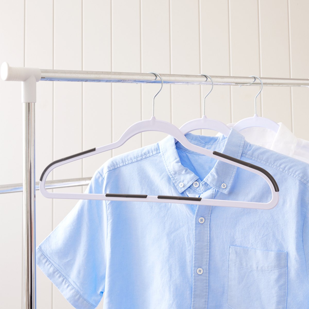 Practa White Anti Slip Plastic Hangers 10 Pack - 60mm x 240mm x 450mm - Durable