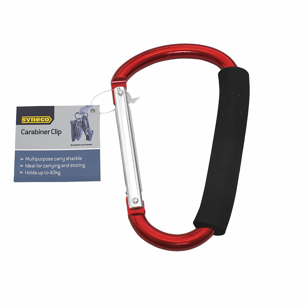 Syneco Aluminium Carabiner Clip 10 x 16 x 1cm No-Slip EVA Cover - SuperSaverAU - view 4
