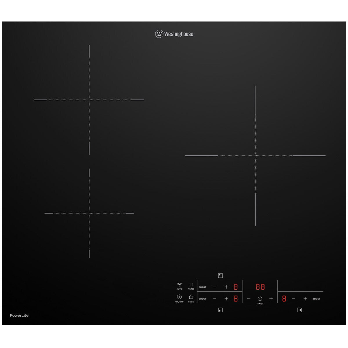 Westinghouse 60cm 3 Zone PowerLite Induction Cooktop - Hob2Hood, Pause Function, Timer - WHI632BE