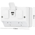 Deta Outdoor Double Power Point - IP54 - 2 Sockets - 3.4A USB - 115mm x 85mm x 83mm - SuperSaverAU - view 4