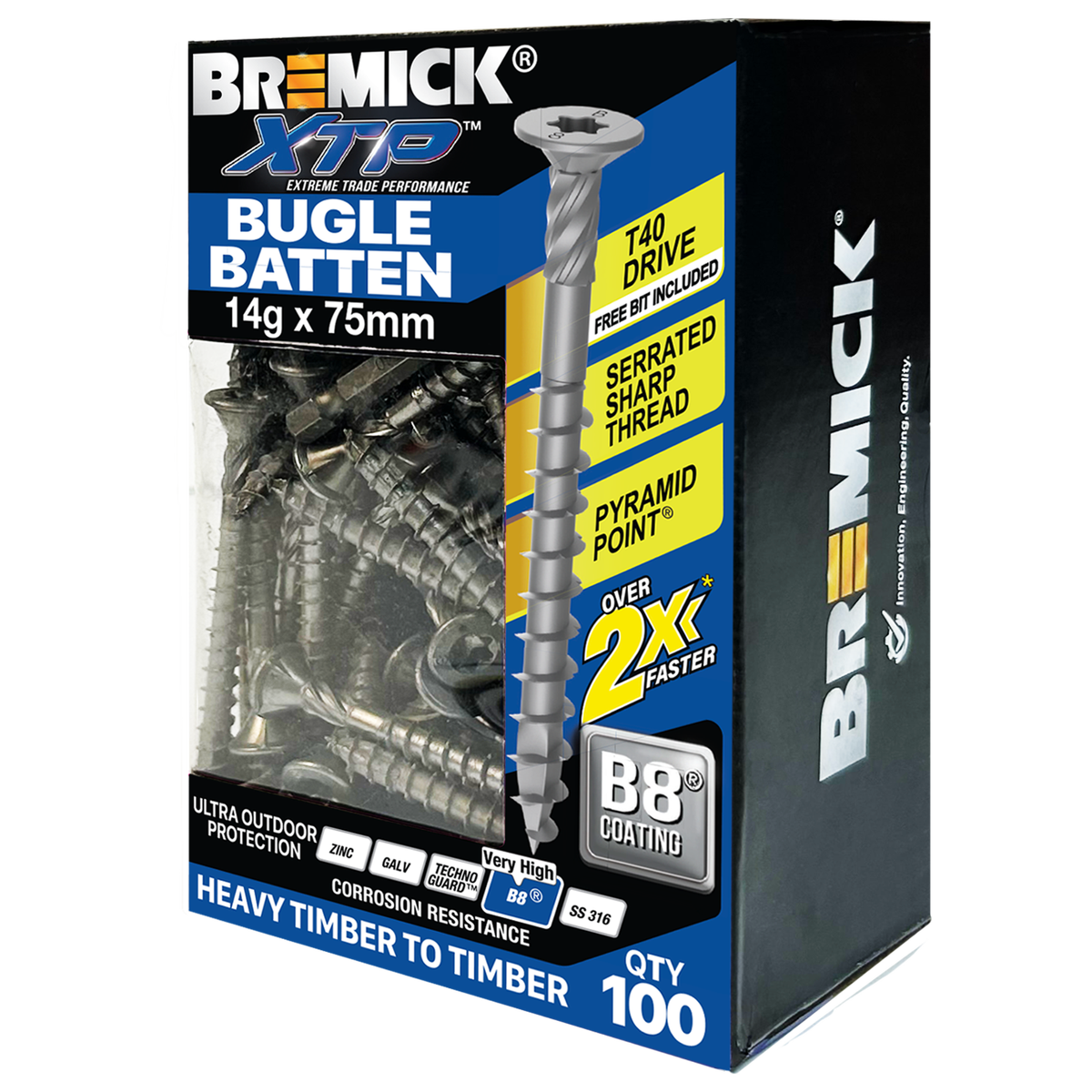 Bremick XTP Bugle Batten 14g x 75mm B8 - 100 Pack - Quick Installation, Corrosion Resistant - SuperSaverAU - view 1