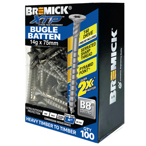 Bremick XTP Bugle Batten 14g x 75mm B8 - 100 Pack - Quick Installation, Corrosion Resistant - SuperSaverAU - view 1