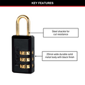 Master Lock 20mm Black Luggage Combination Padlock, 2 Pack, Resettable