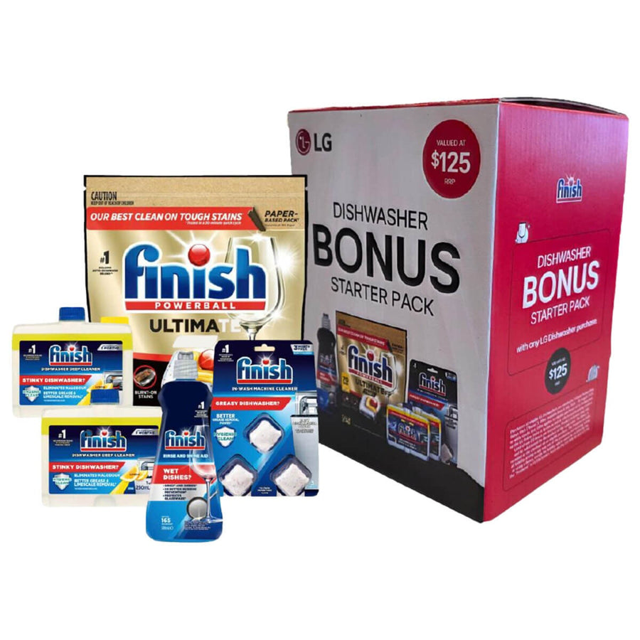 Finish Dishwashing Pack - Ultimate Plus 70 Pack, Rinse Aid and Cleaners - LGDWBONUS26200PM31