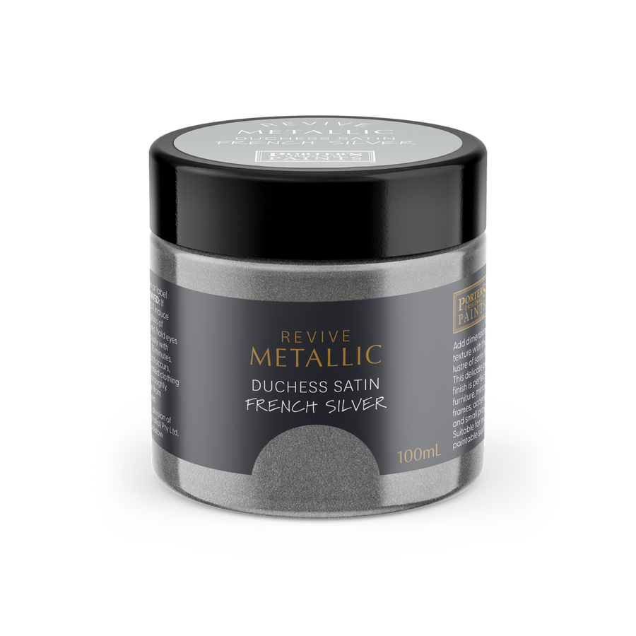 Porter S Paints 100ml Metallic Furniture Paint - French Silver - Water-Based - Low Odour - SuperSaverAU - view 1