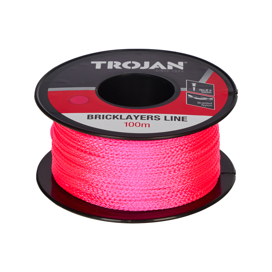 Trojan 100m Pink Brickline - 8-Strand Braided Nylon - High Visibility - SuperSaverAU - view 1