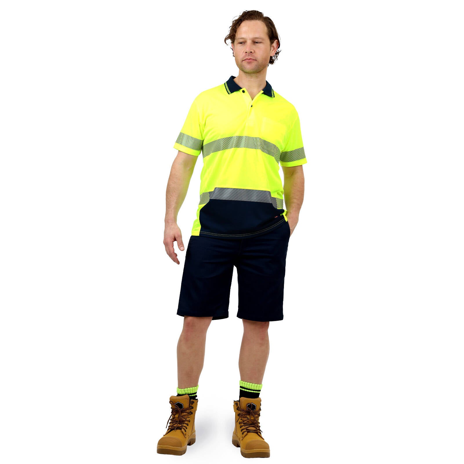 Citeco Yellow Hi Vis Short Sleeve Polo - Reflective Polyester, Men's Large