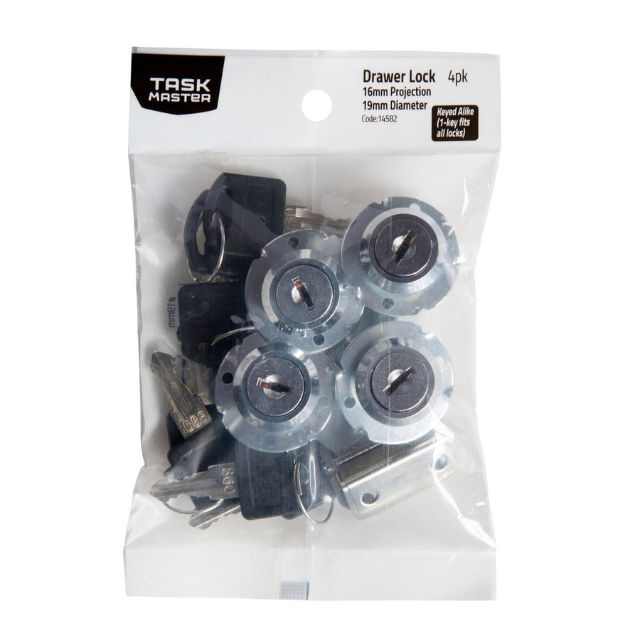 Taskmaster Drawer Lock Keyed Alike 4 Pack 19x16mm Steel - SuperSaverAU - view 1