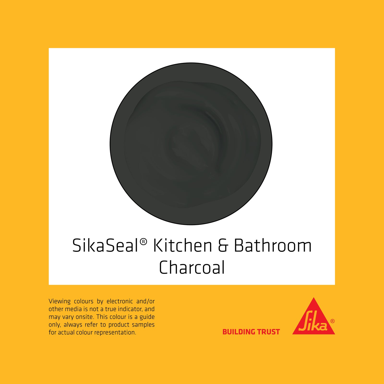 Sika 300ml SikaSeal Kitchen & Bathroom Silicone Sealant, Charcoal, UV & Shrink Resistant