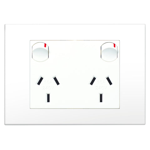 HPM VIVO Double Power Point, White, 10A 240V, Surface Mount, Removable Covers (EV777WE)