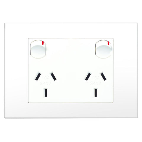 HPM Vivo Double Powerpoint 2 Gang 118mm x 85mm White - Safety & Easy Installation - SuperSaverAU - view 1