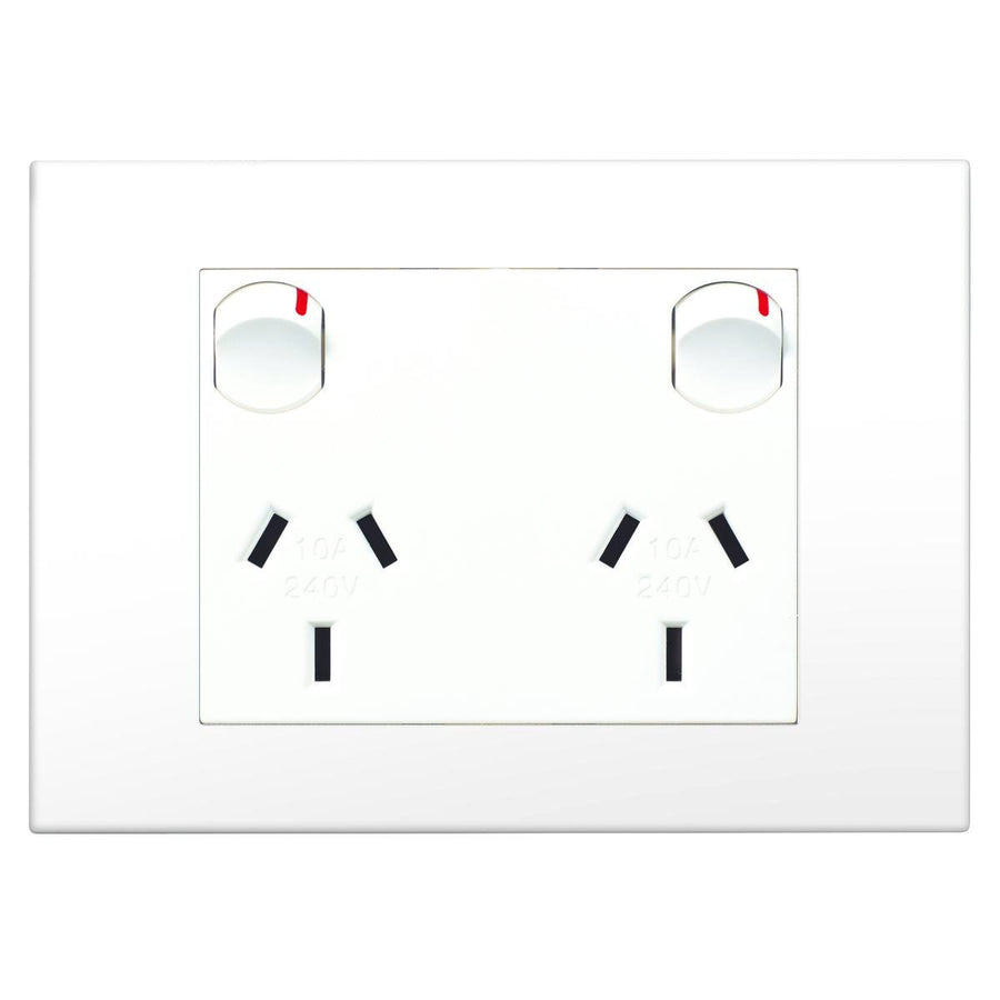 HPM Vivo Double Powerpoint 2 Gang 118mm x 85mm White - Safety & Easy Installation - SuperSaverAU - view 1
