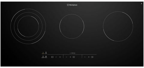 Westinghouse 90cm 3 Zone Ceramic Cooktop - Triple Zone, Hob2Hood, Touch Control, Timer - WHC933BD