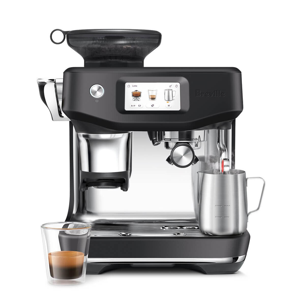 Breville Barista Touch Impress Coffee Machine - 13 Presets, Auto MilQ, Black Truffle - BES881BTR2IAN2