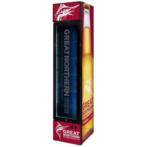 Schmick 160L Great Northern Original Skinny Branded Upright Bar Fridge - 9 Star - SS-P160-GNBC-ORIG