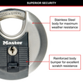 Master Lock 70mm Excell Disc Padlock Stainless Steel Shrouded Shackle