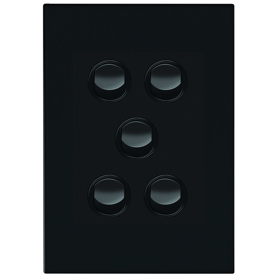 HPM VIVO 5 Gang Wall Switch, Grey, 10A 240V 2 Way (EV770/5GR)