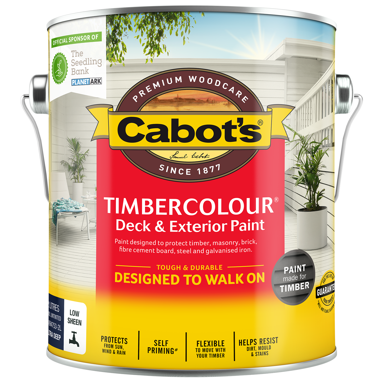 Cabot's Timbercolour 2L Ultra Deep Base Deck & Exterior Paint, Water-Based, UV Resistant, Self-Priming