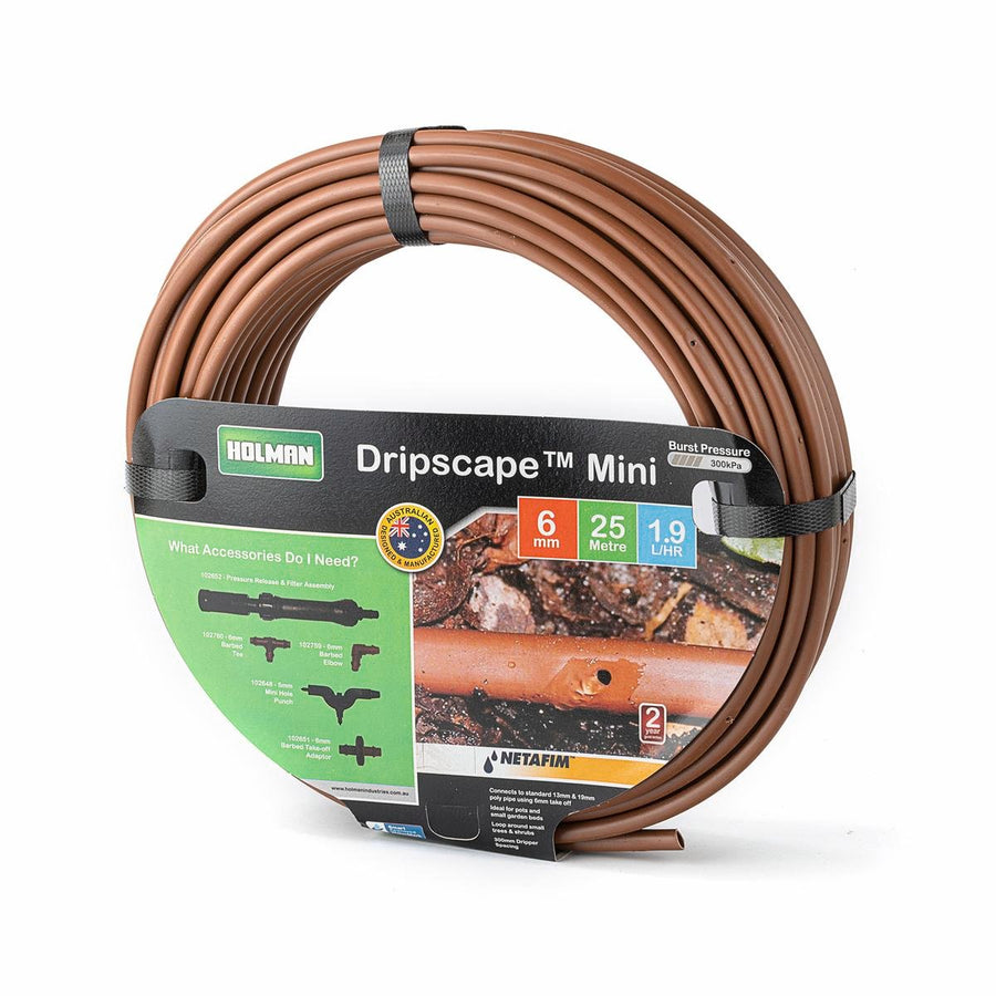 Holman 6mm Miniscape Drip Tube 25m Plastic Reduces Evaporation - SuperSaverAU - view 1