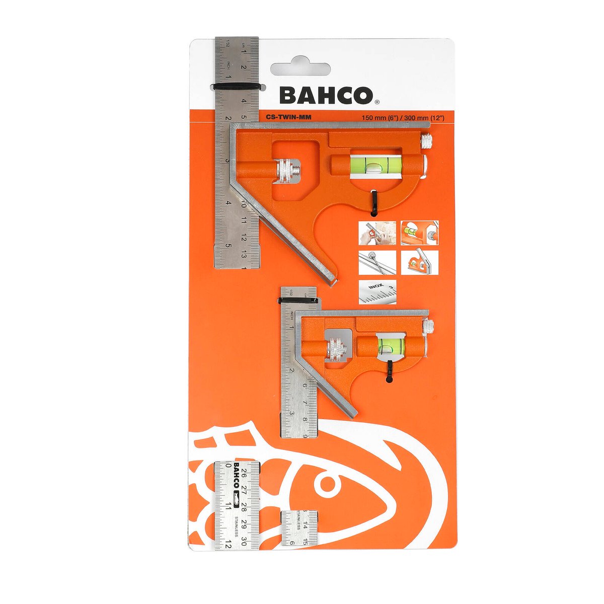 Bahco Sliding Combination Squares Twin Pack - 150mm & 300mm - Accurate Marking - SuperSaverAU - view 1