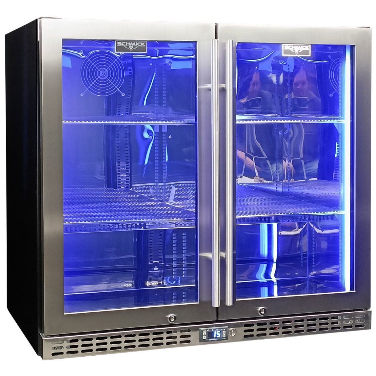 Schmick 257L two-door bar fridge - Stainless steel, 6 star energy rating, lockable door - SK246-HD