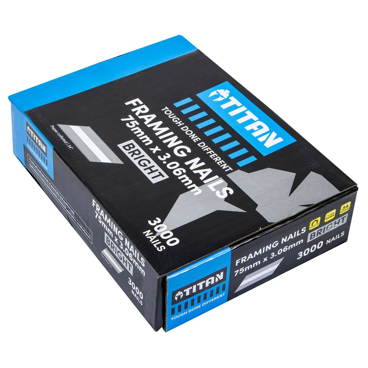 Titan Collated Framing Nails - 75mm x 3.06mm - Bright Steel - 3000 Pack - SuperSaverAU - view 3