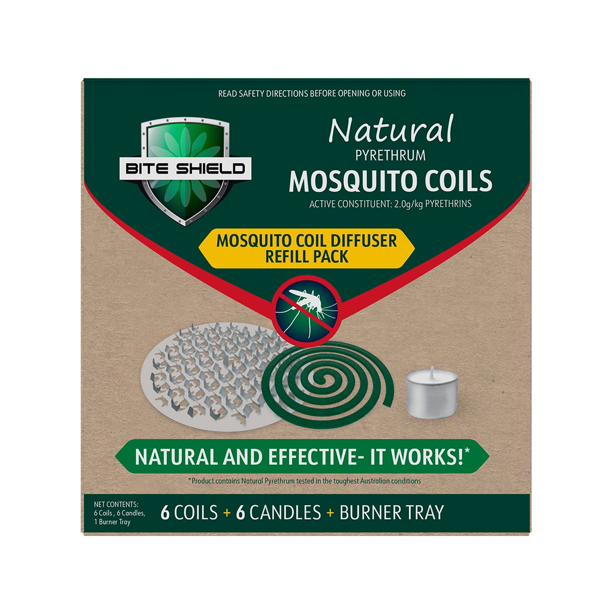 Bite Shield Mosquito Coil Diffuser Refills - 6 Coils & 6 Candles - 135mm x 140mm x 290mm - Outdoor Protection - SuperSaverAU - view 3
