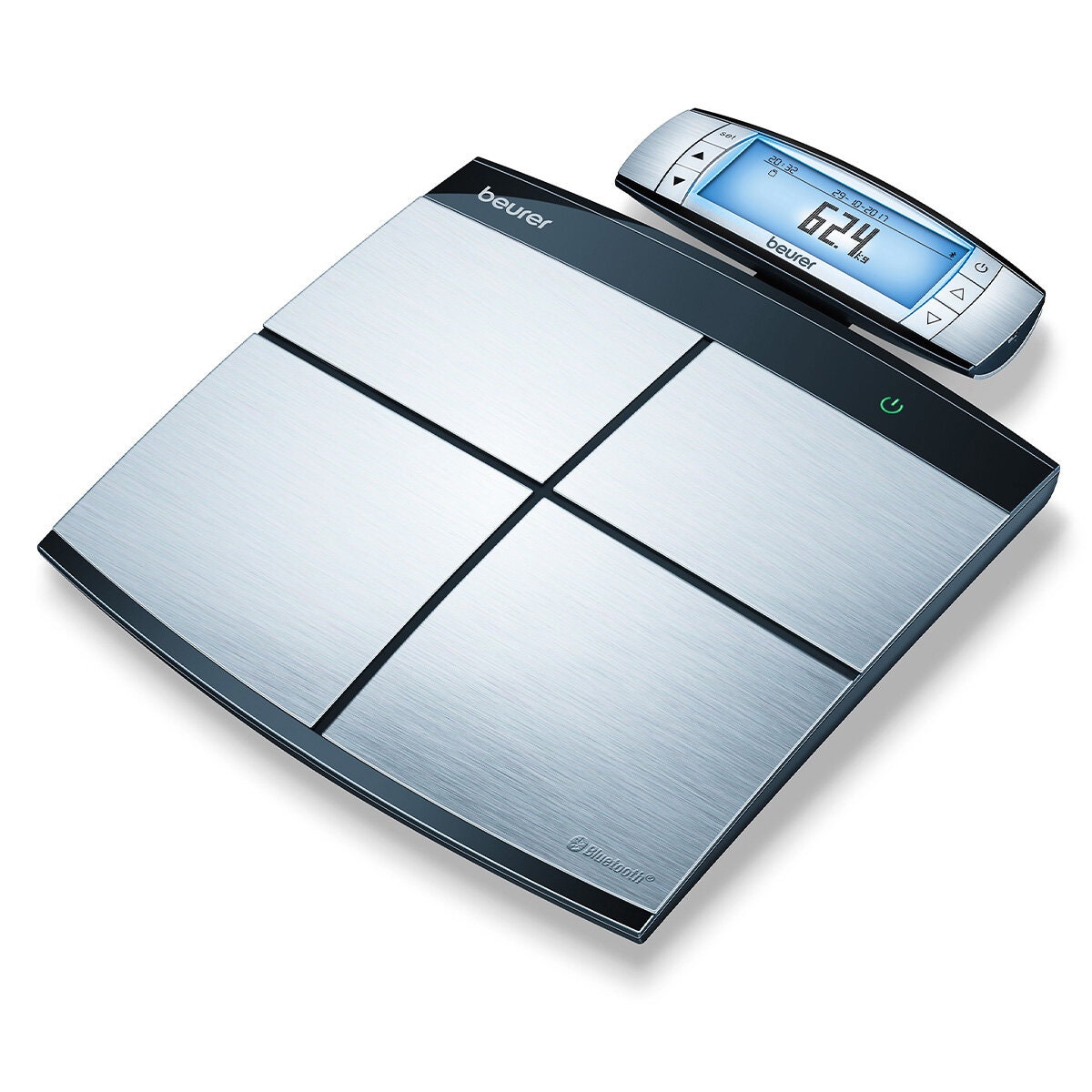 Beurer Diagnostic Bathroom Scale - Silver - Body Fat, Water, Muscle and Bone Mass Readings - BF105