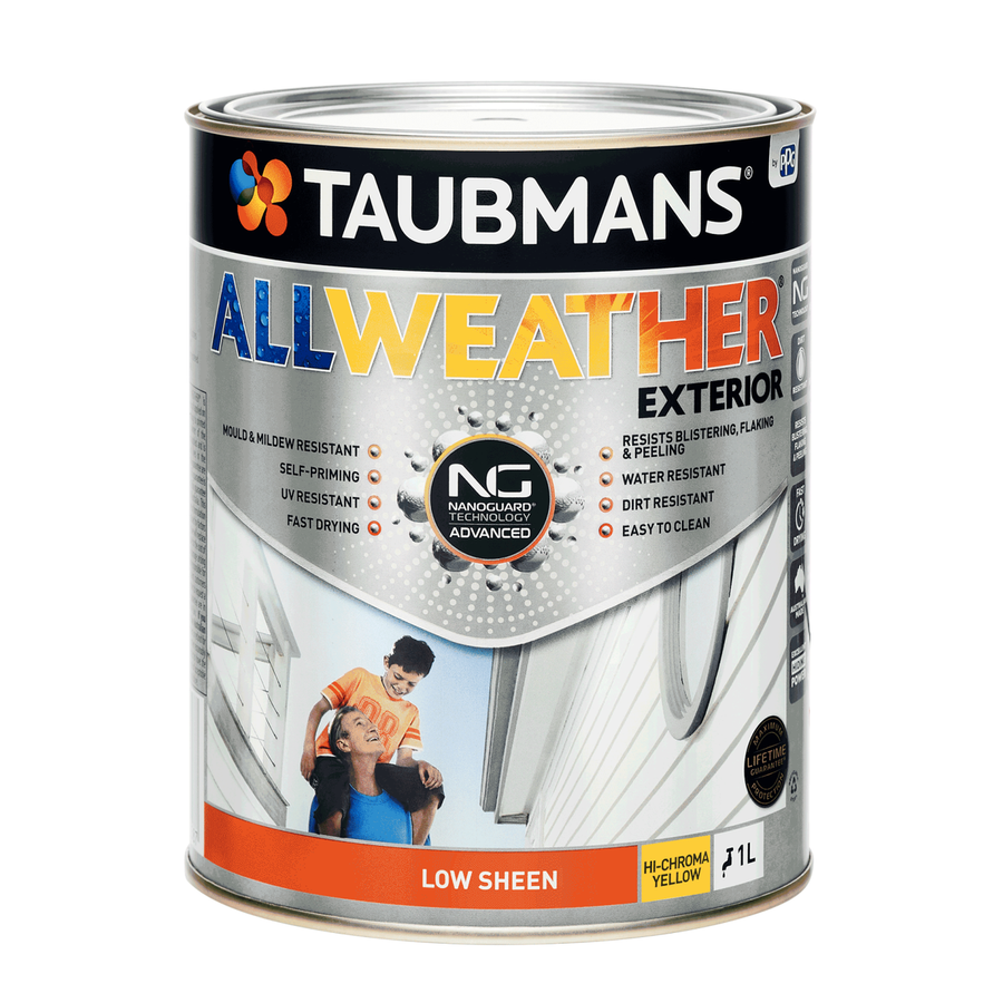 Taubmans 1L Hi C Yellow Low Sheen Exterior Paint - All Weather - Mould Resistant - SuperSaverAU - view 1