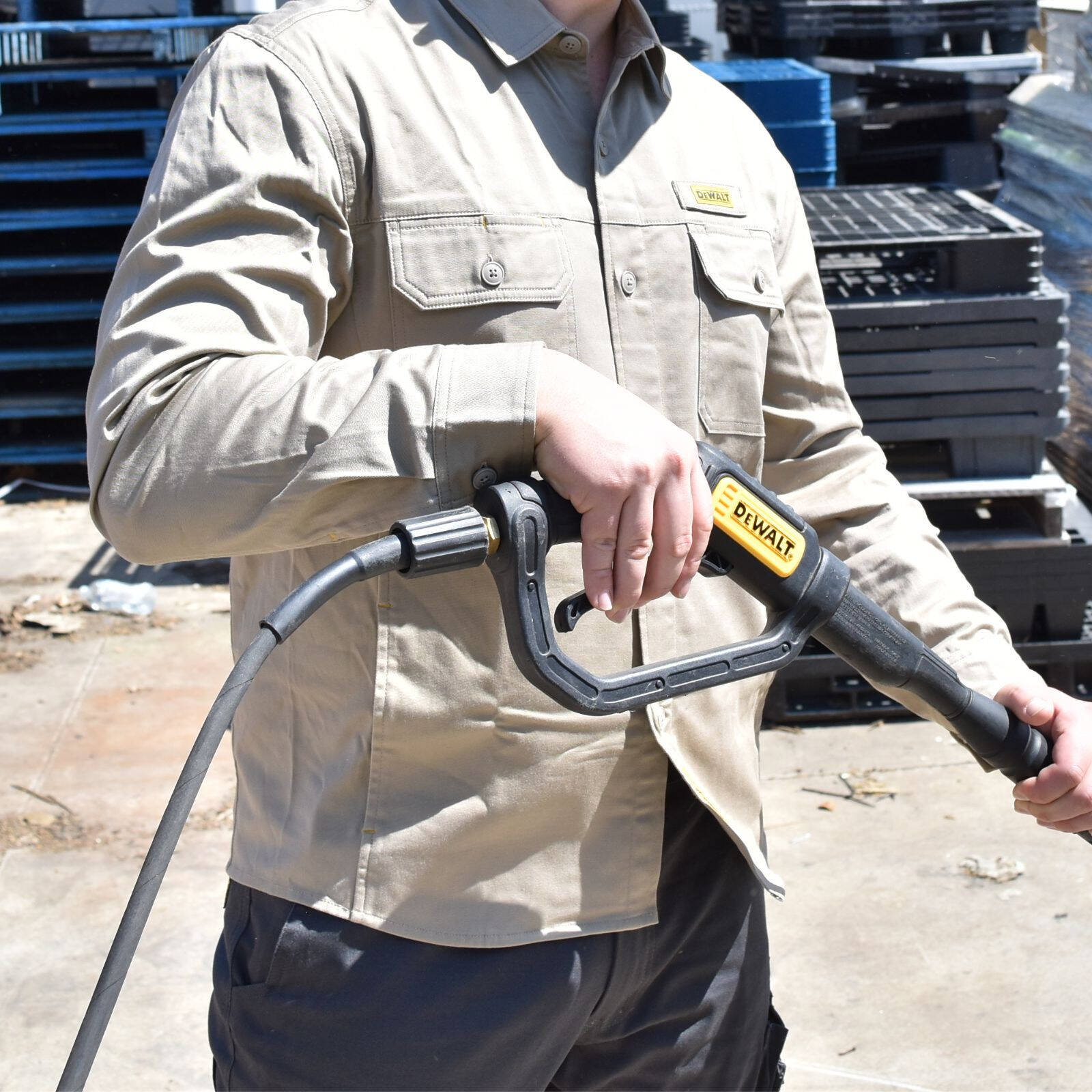 DeWALT Granite Long Sleeve Button Up Work Shirt - Khaki, Size XXL, 97% Cotton