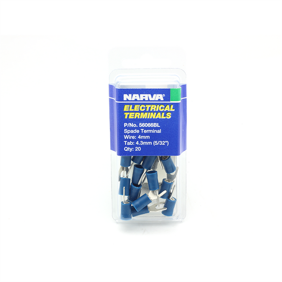 Narva Blue Flared Vinyl Insulated Spade Terminal 4mm 20 Pack - SuperSaverAU - view 1