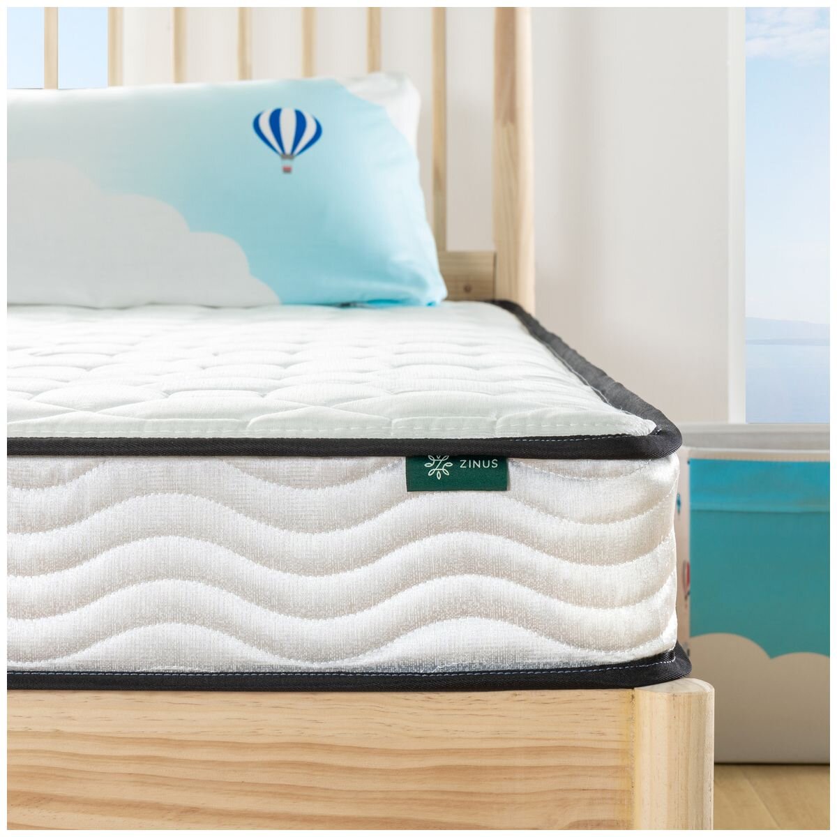 Zinus single bonnell spring kids mattress - medium feel, quilted cover, low-profile 152mm - AU-BNSMN-6S