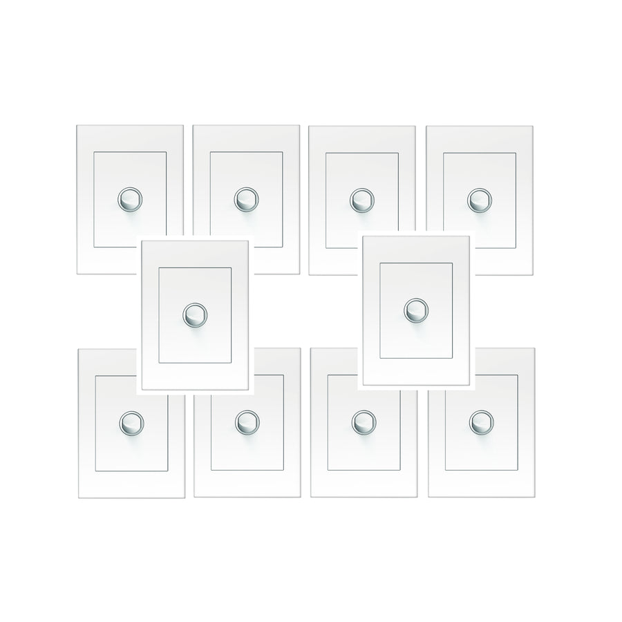 HPM VIVO 1 Gang Wall Switch 10A 240V Vertical Rocker White - 10 Pack BUEV770/1WE