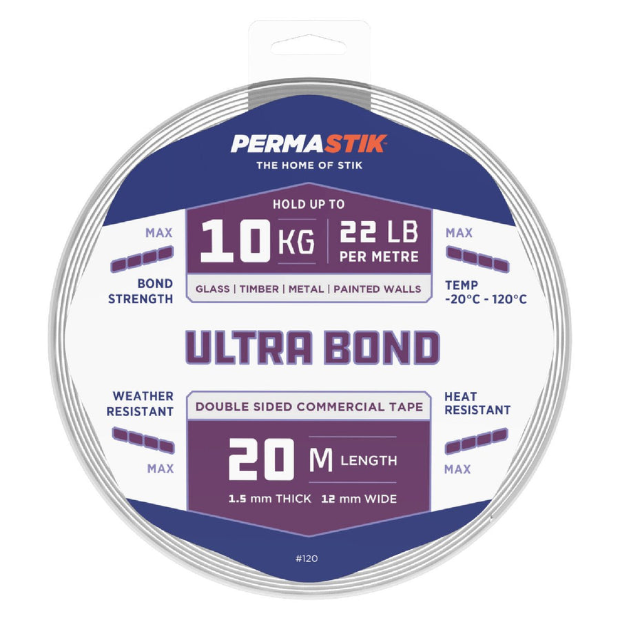 Permastik Ultra Bond Mounting Tape - 12mm x 20m - Foam - Max Bond Strength - SuperSaverAU - view 1