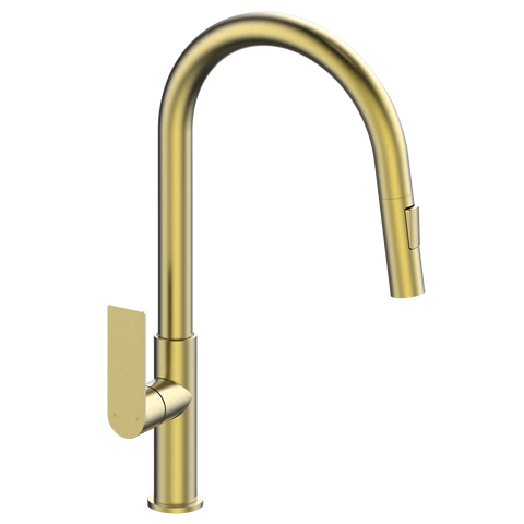Mondella Rococo Pull Down Sink Mixer Brushed Brass WELS 5 Star 6L/min