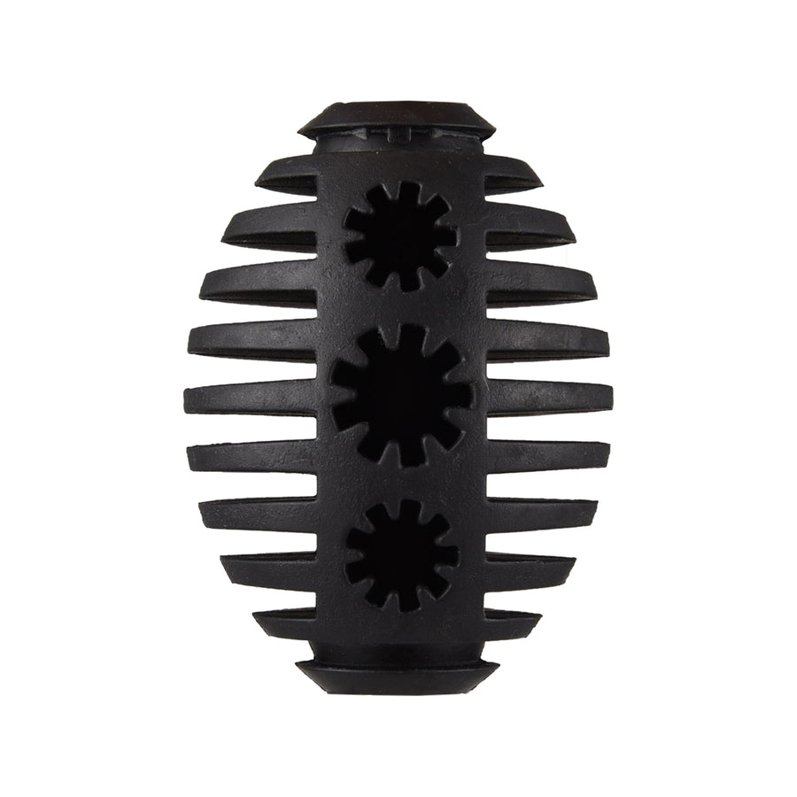 Gladiator 8cm Black Rubber Rugby Dog Toy - Treat-Fillable Chew & Fetch Ball