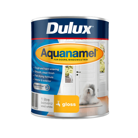 Dulux Aquanamel High Gloss Enamel Paint 1L White Water-Based
