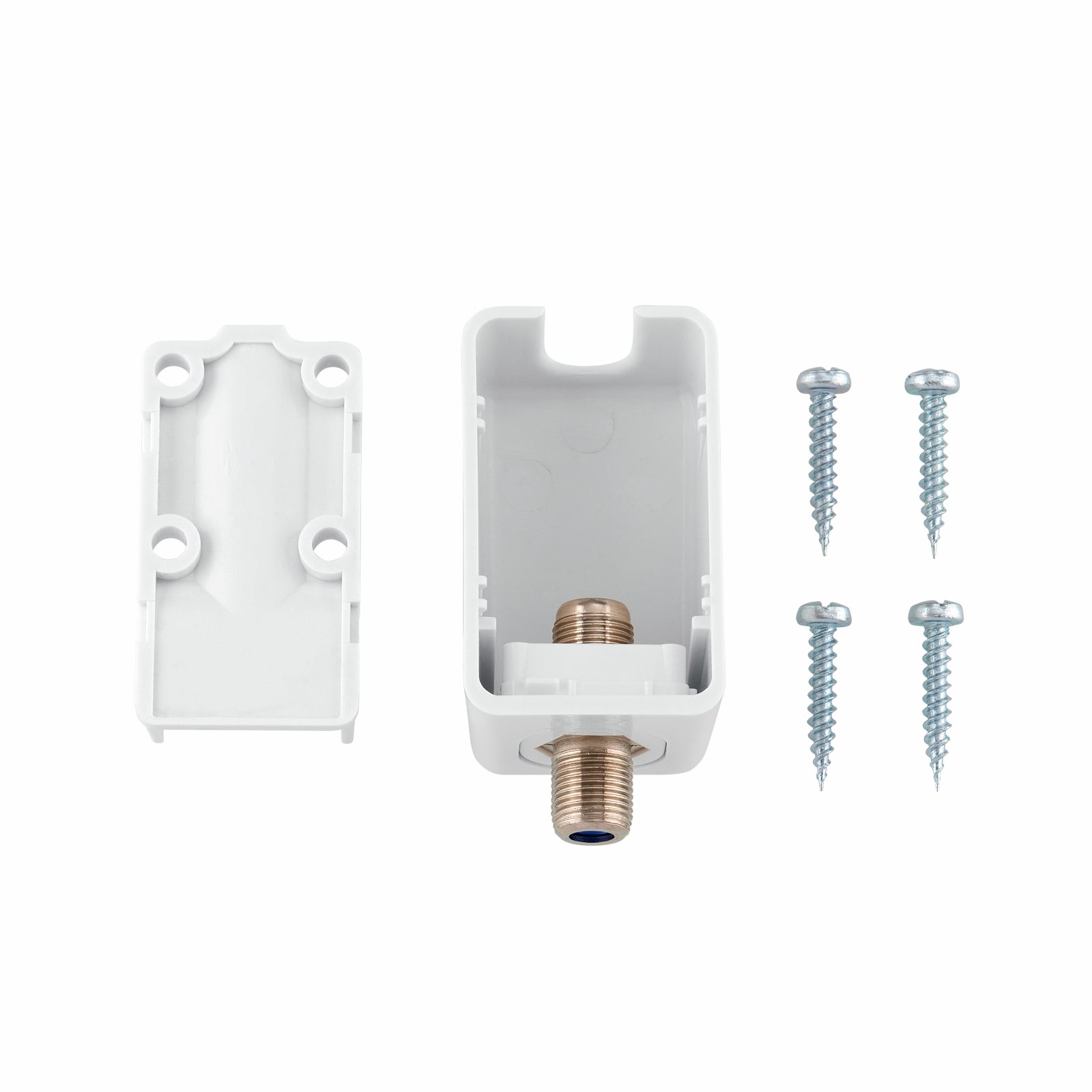 DETA F-Type Skirting Board Outlet - White Polycarbonate, Coaxial Antenna Point
