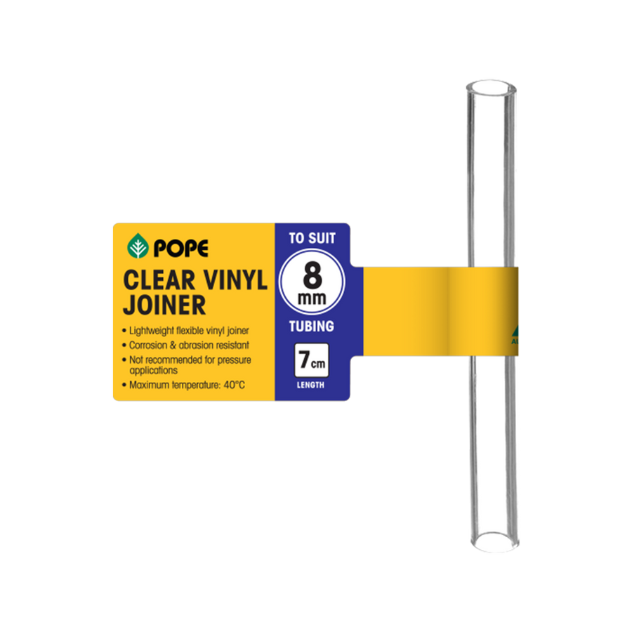 Pope 8mm x 7cm Clear PVC Vinyl Tubing Joiner
