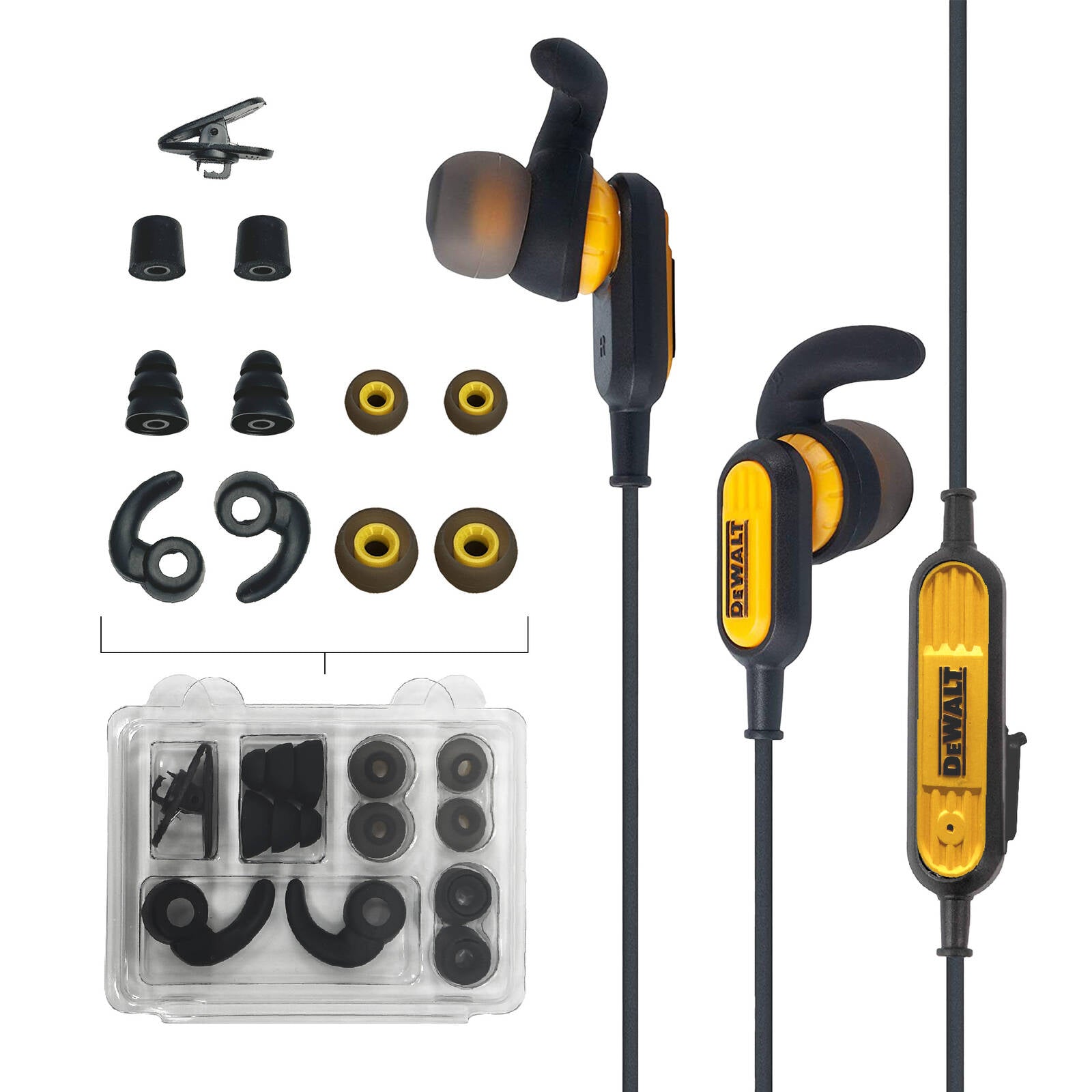 DeWALT Jobsite Wireless Bluetooth Earphones, IPX6 Water-Resistant 1909935DWE